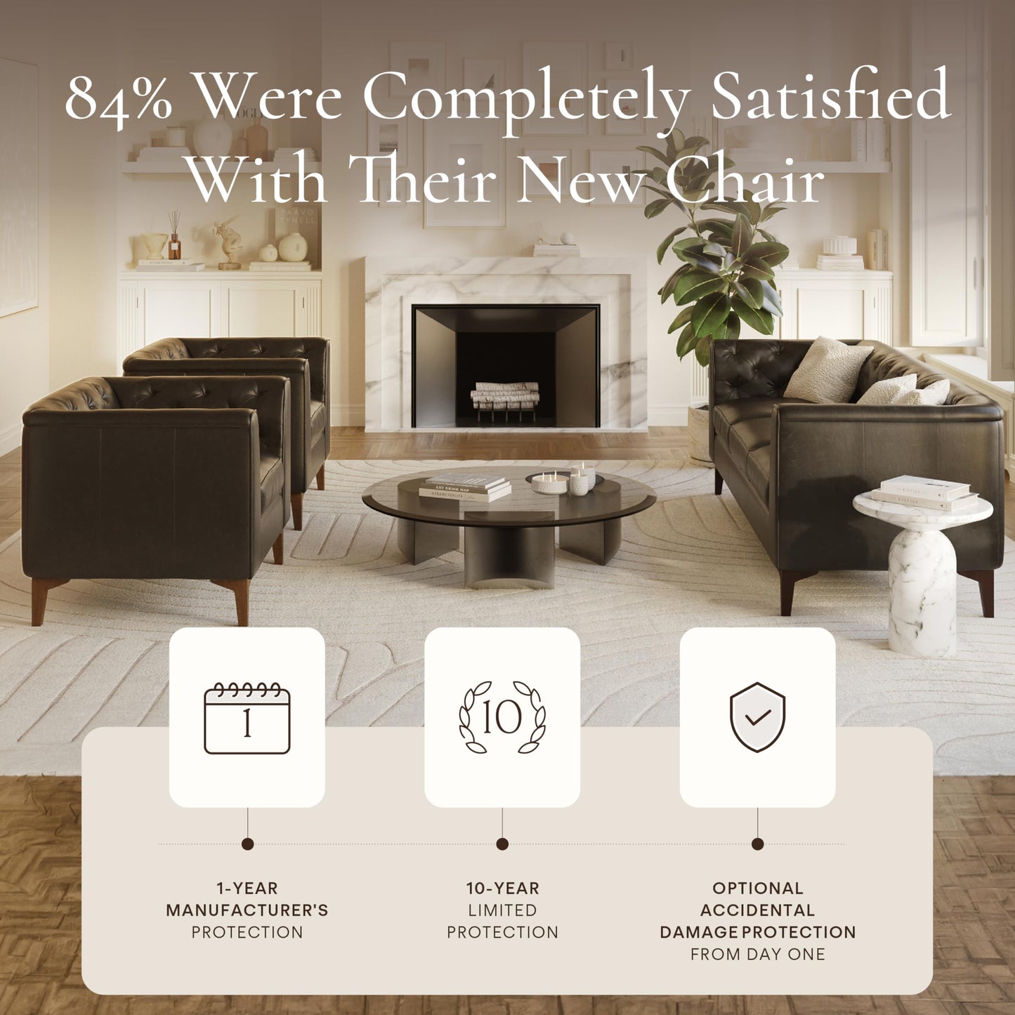 POLY & BARK 74" Leather Sofa – Cognac Tan