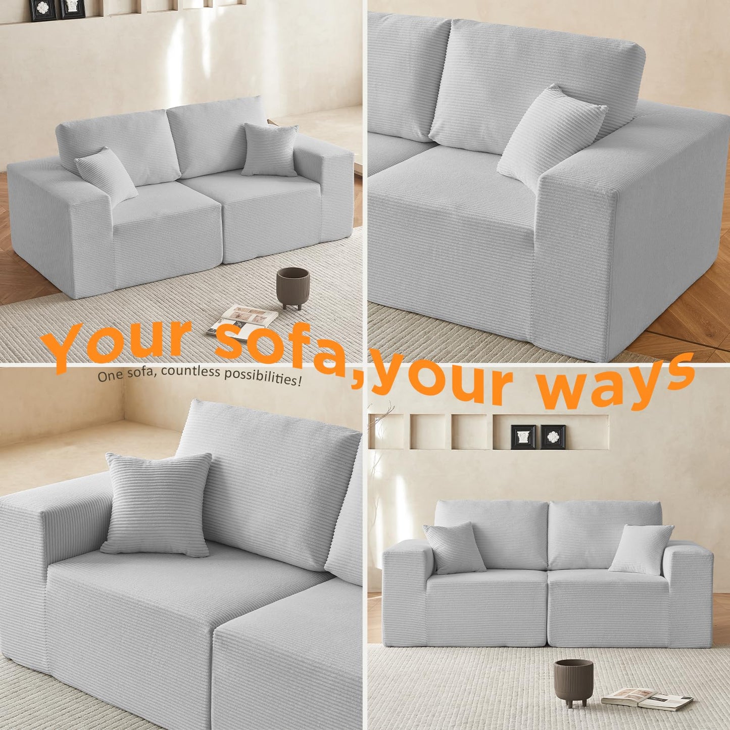 INGEROOM 108" Sectional Sofa – Dark Gray