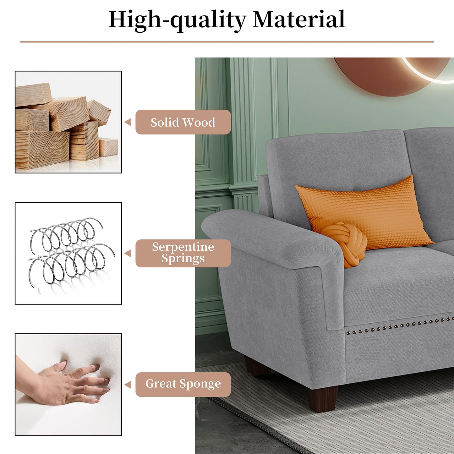 JAMFLY 4-Seat Sectional Sofa – Dark Gray