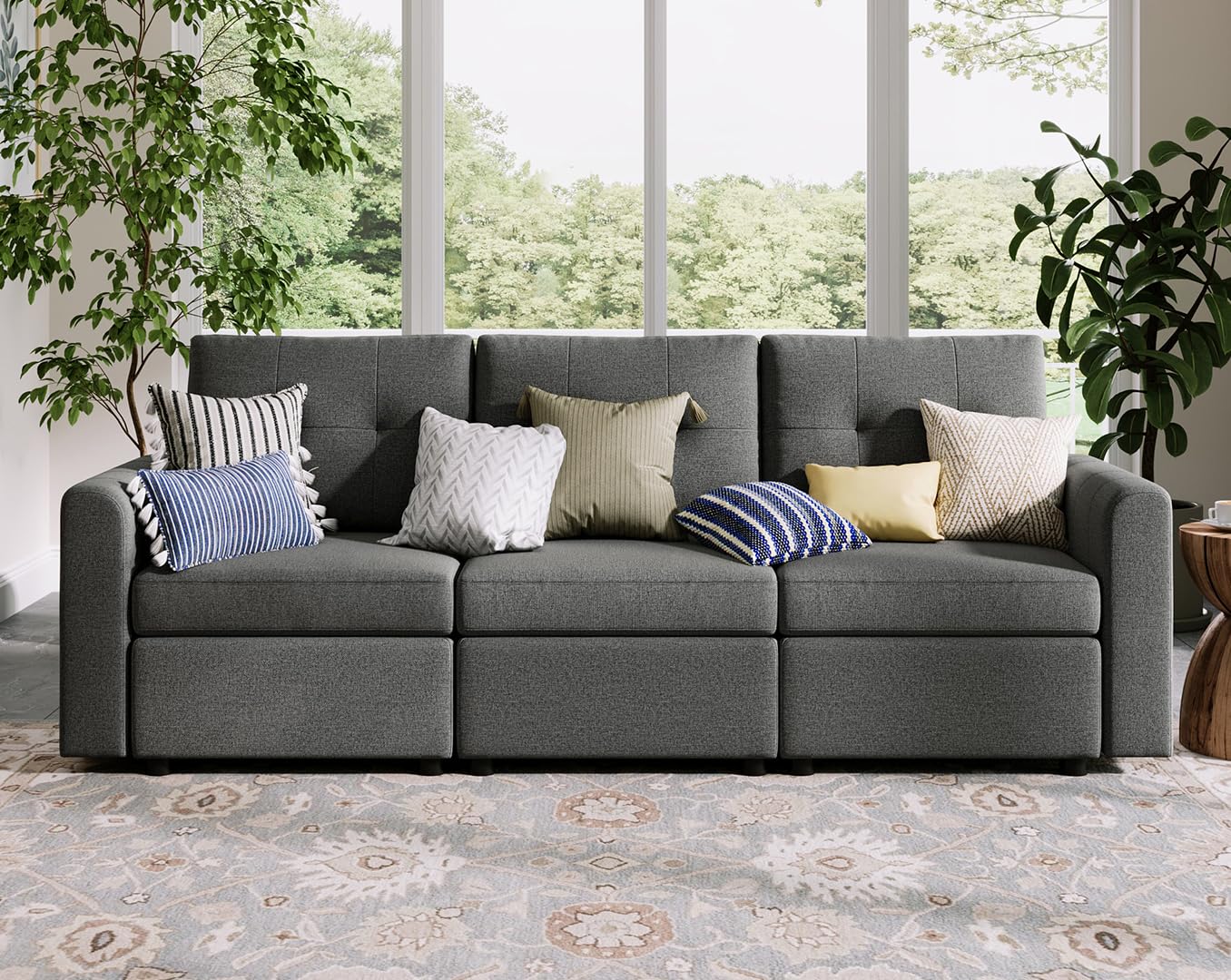 LINSY HOME Modular Sectional Sofa – Dark Gray