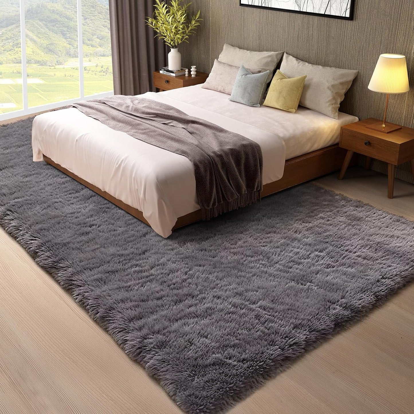 Ophanie 8x10 Grey Shag Area Rug