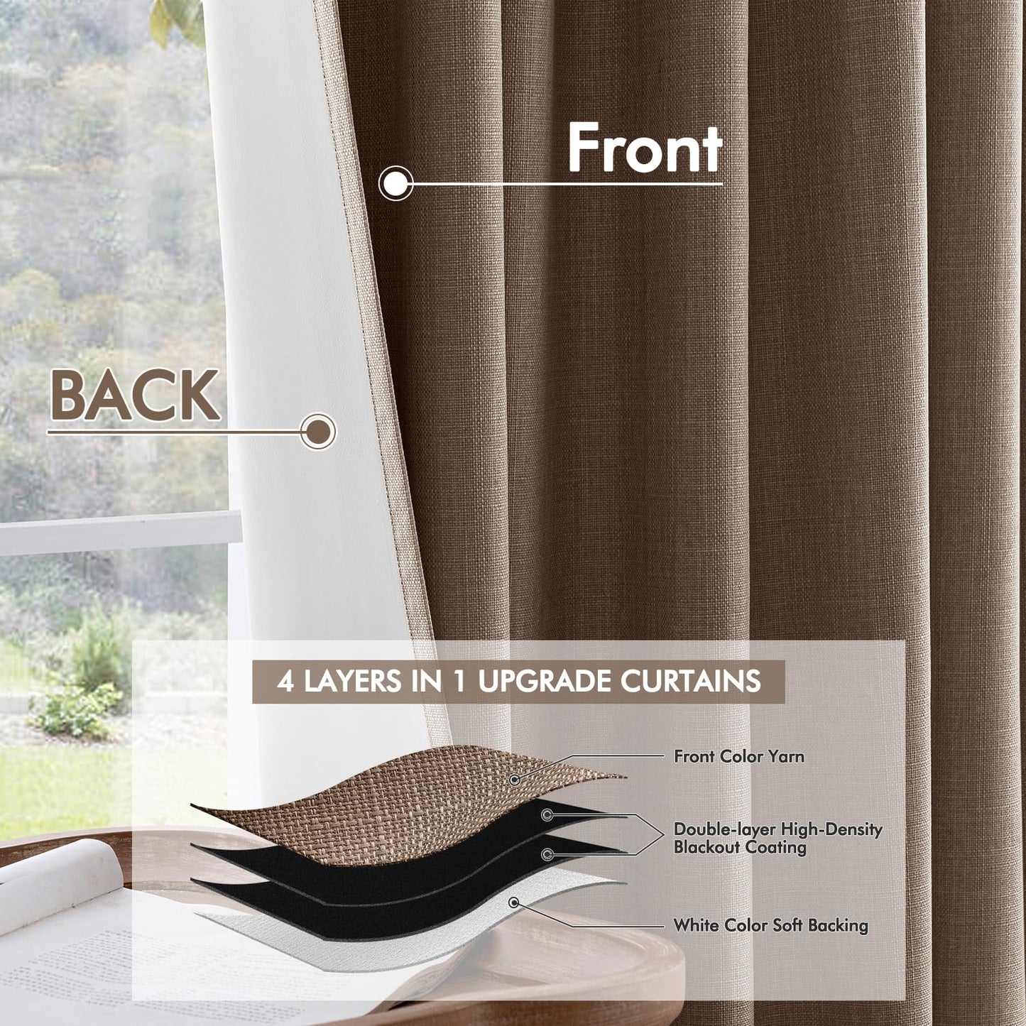 MIULEE Blackout Curtains 96" – Birch, 2 Panels