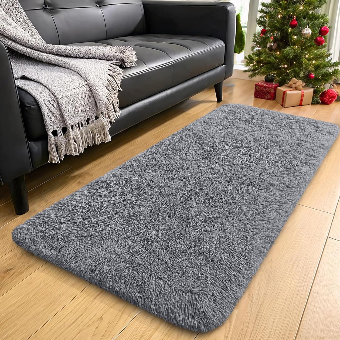 OLANLY 4x5.9 Grey Shag Rug