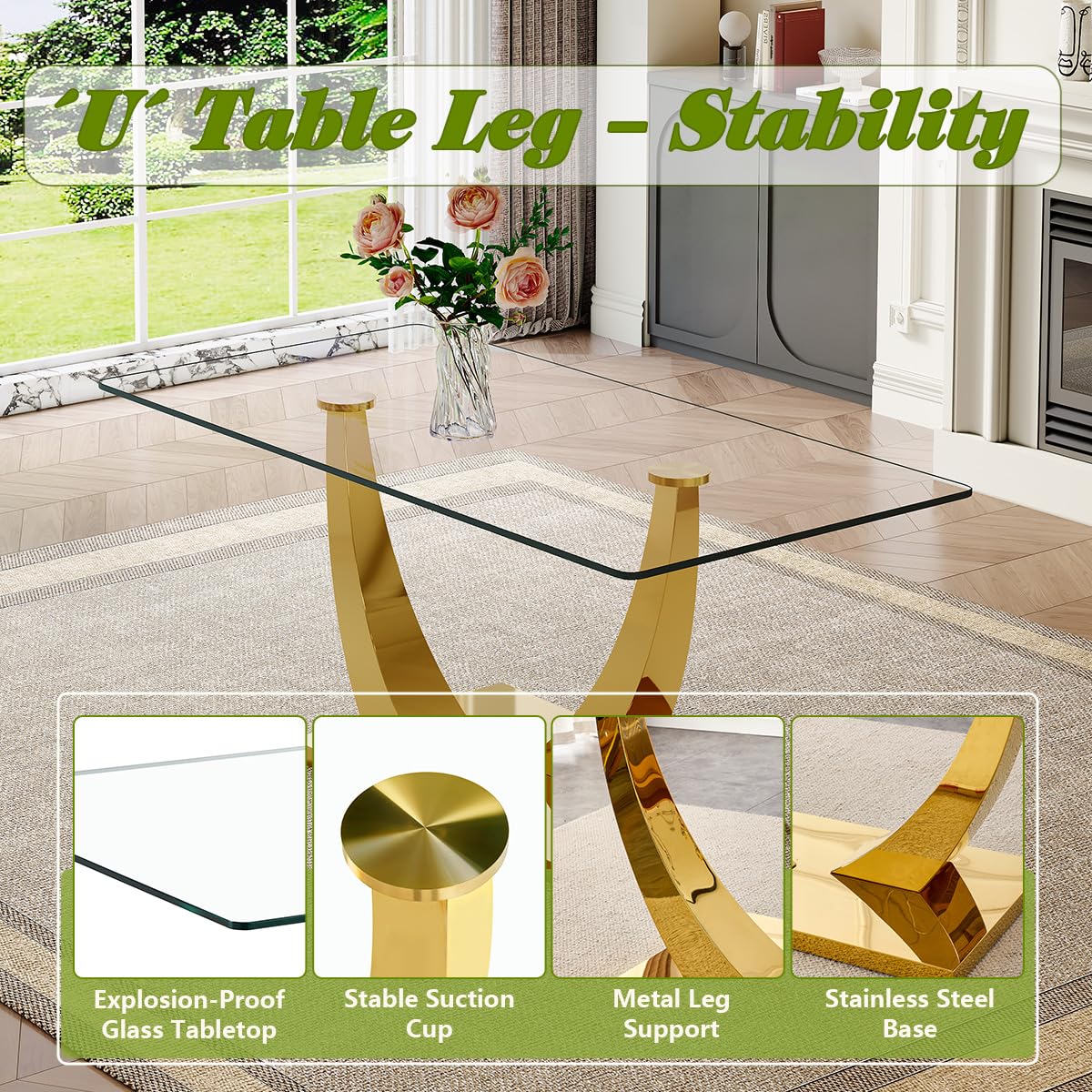 63" Glass Dining Table Set for 4