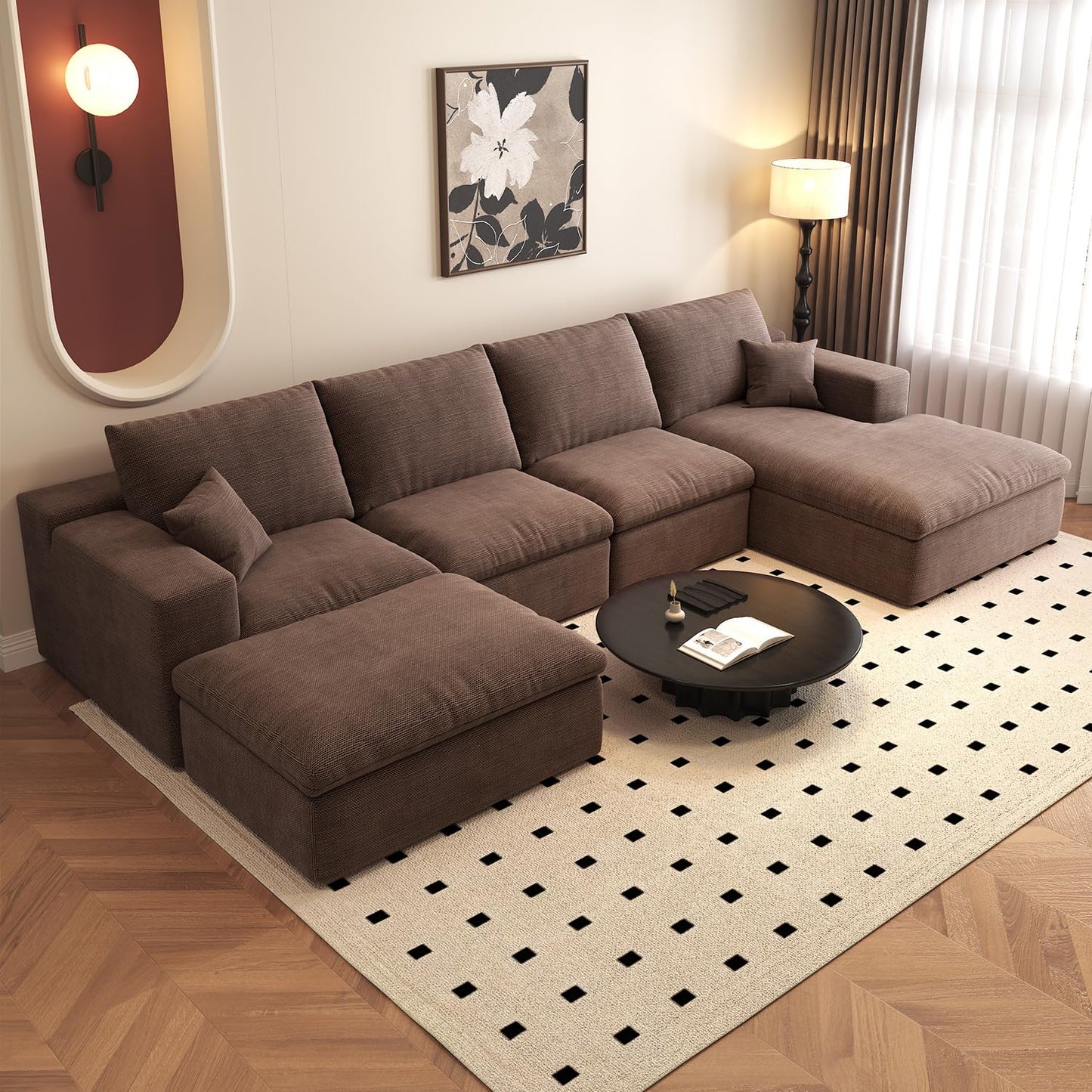 107" L-Shaped Sectional Sofa – Camel