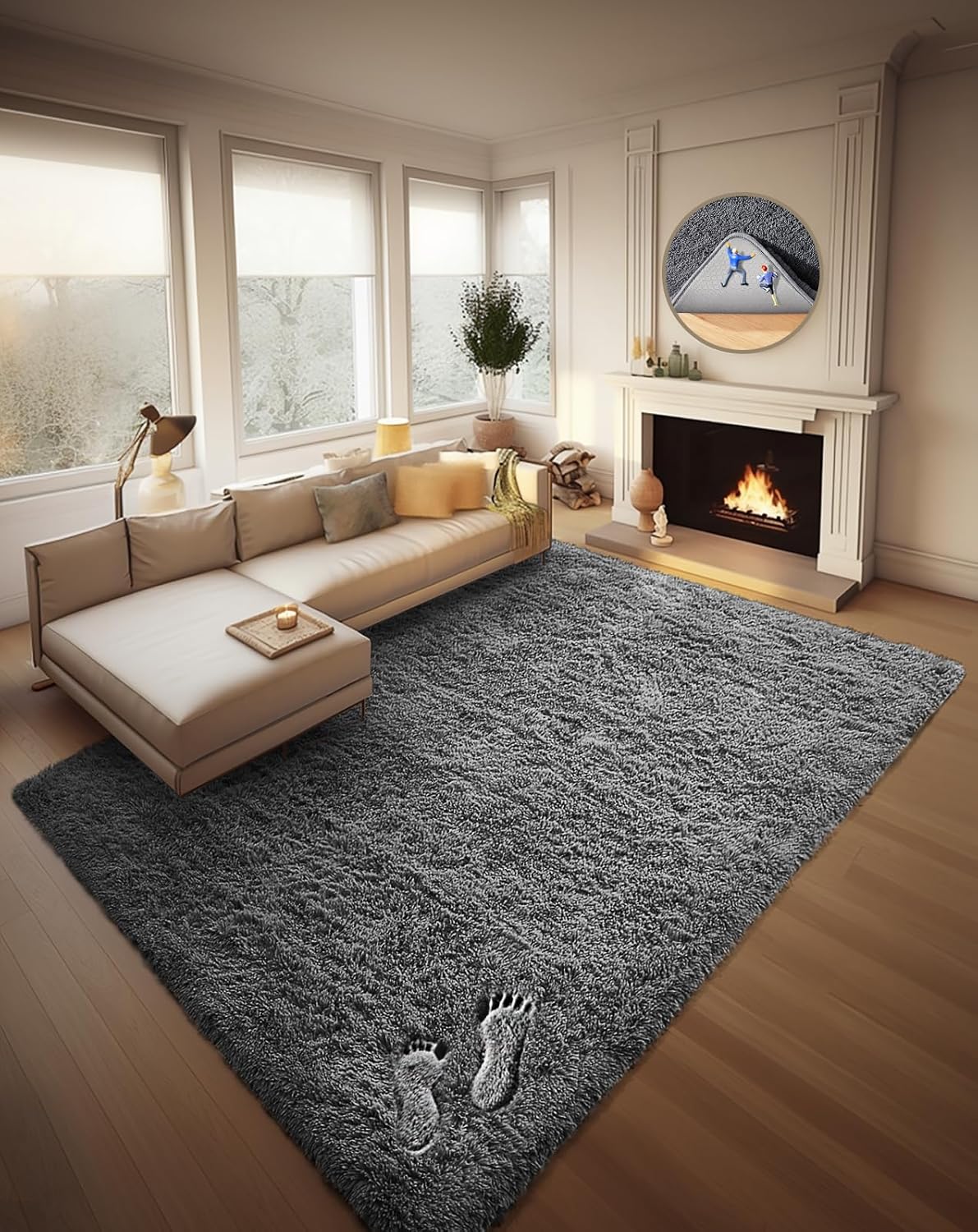 Ophanie 8x10 Grey Shag Area Rug