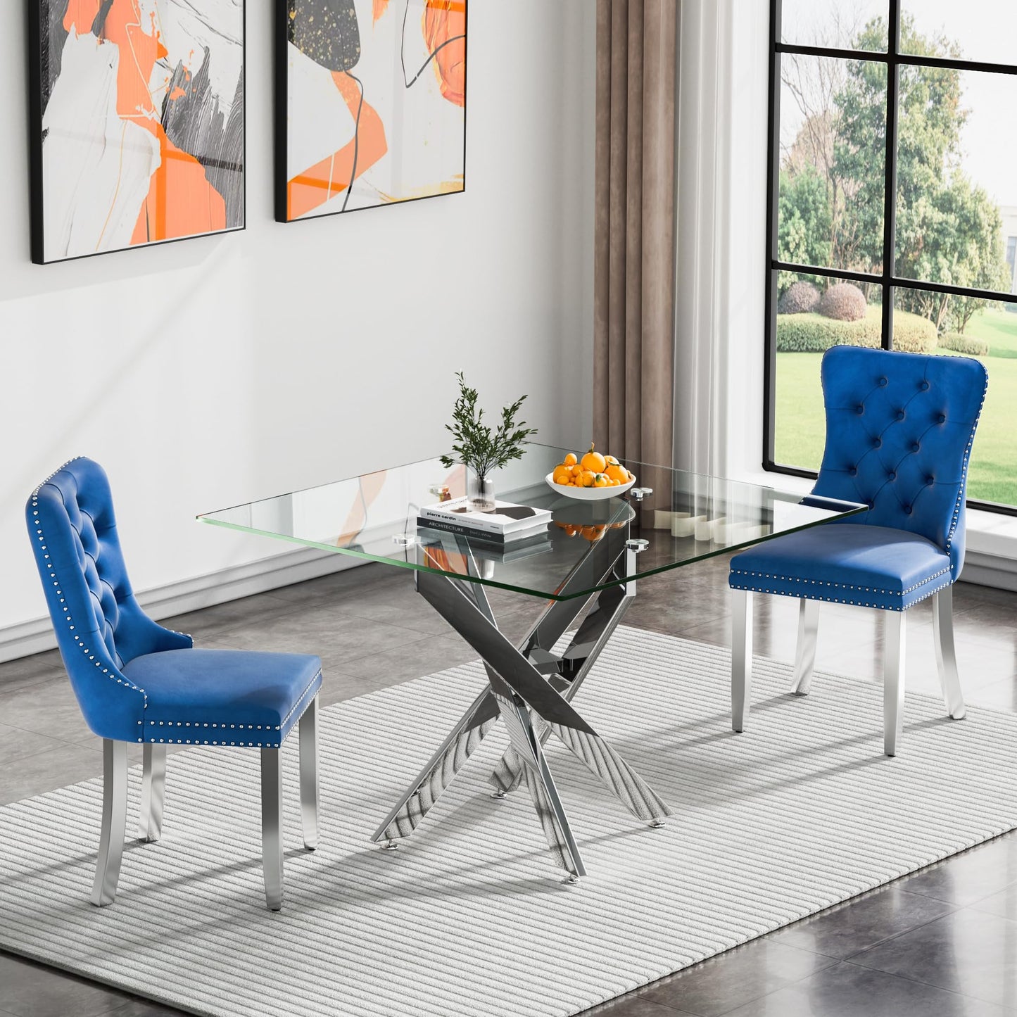 36" Silver Glass Dining Set – 5 Pieces