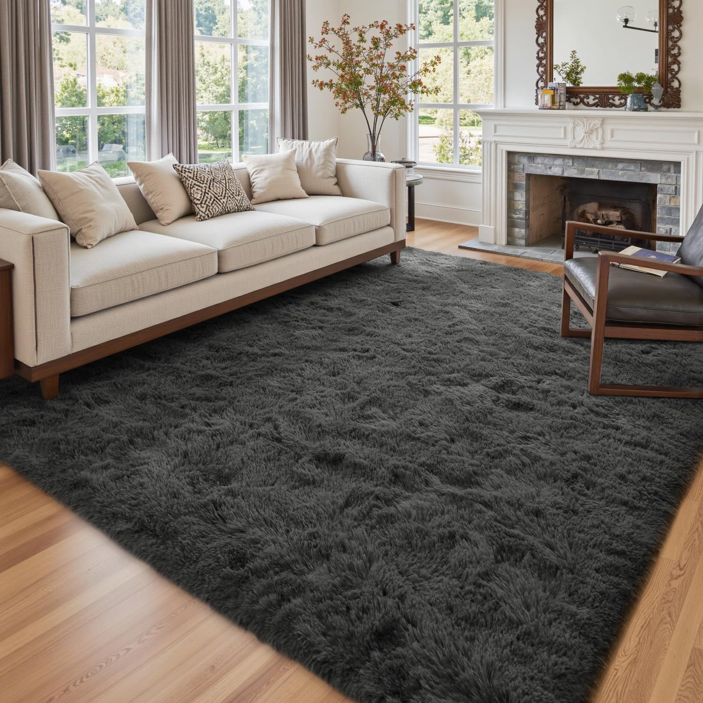 6x9 Ft Dark Grey Shag Area Rug