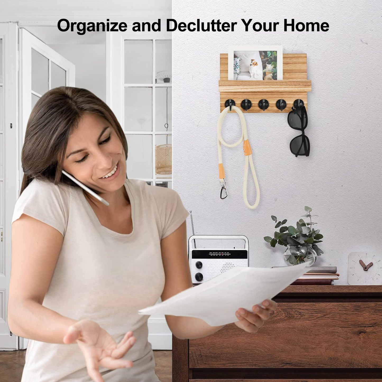 Wall Key & Mail Holder – Wood