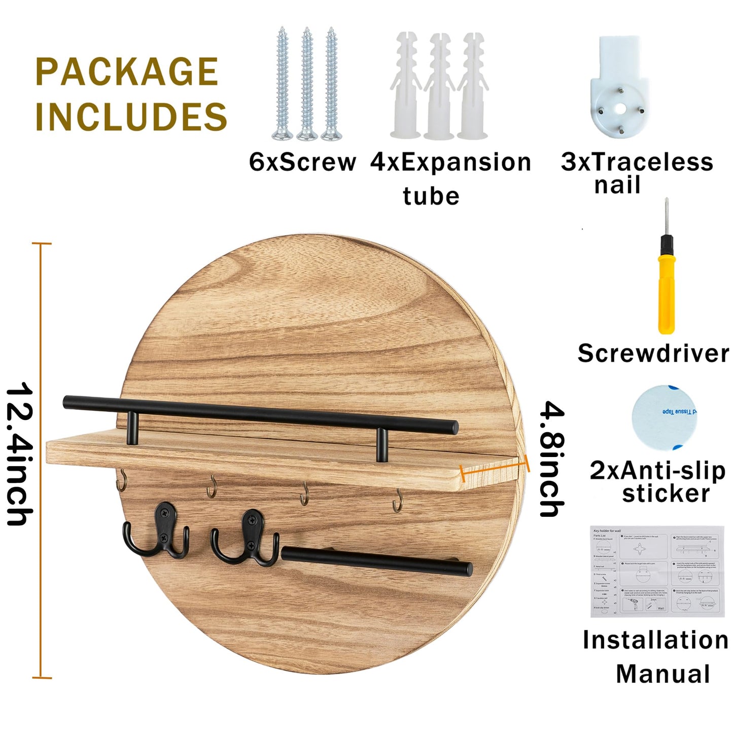 Wall Key & Mail Holder – Rustic