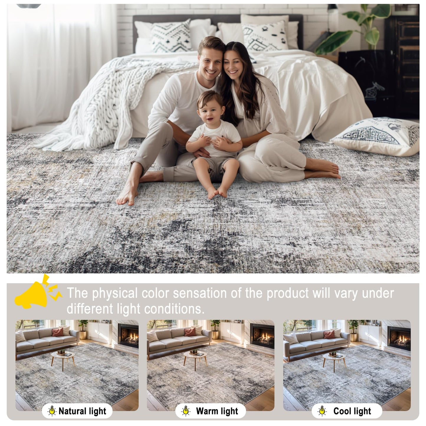 8x10 Ft Grey Abstract Area Rug