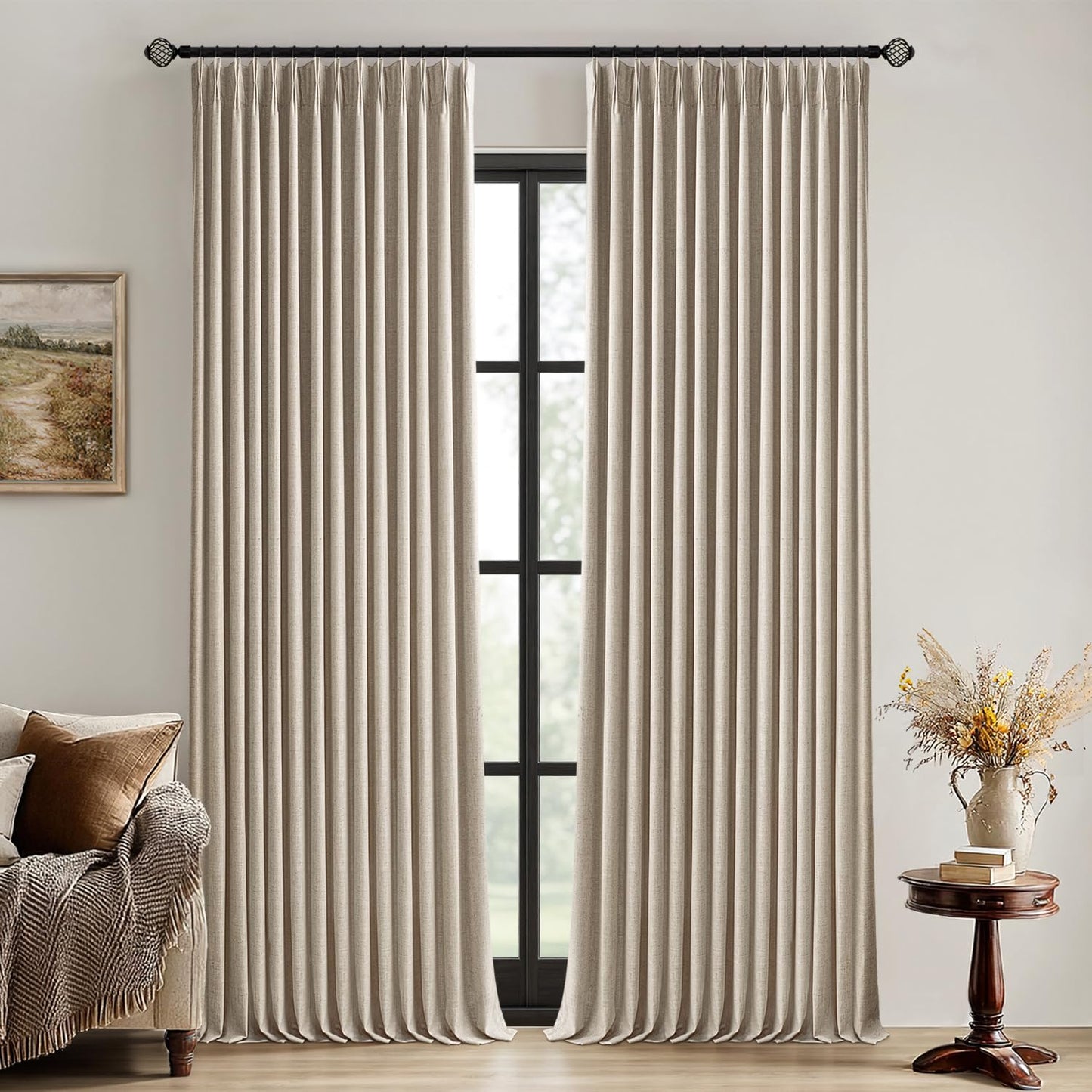 MIULEE Blackout Linen Curtains 84" – 2 Panels