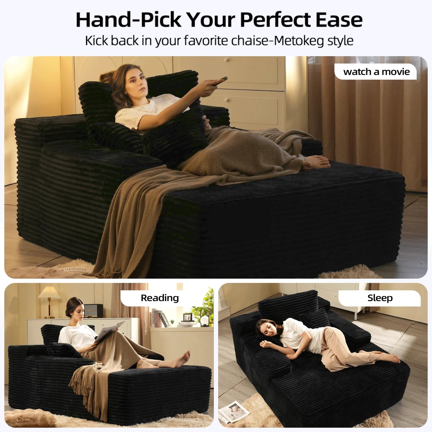 68" Beige Chaise Lounge Chair