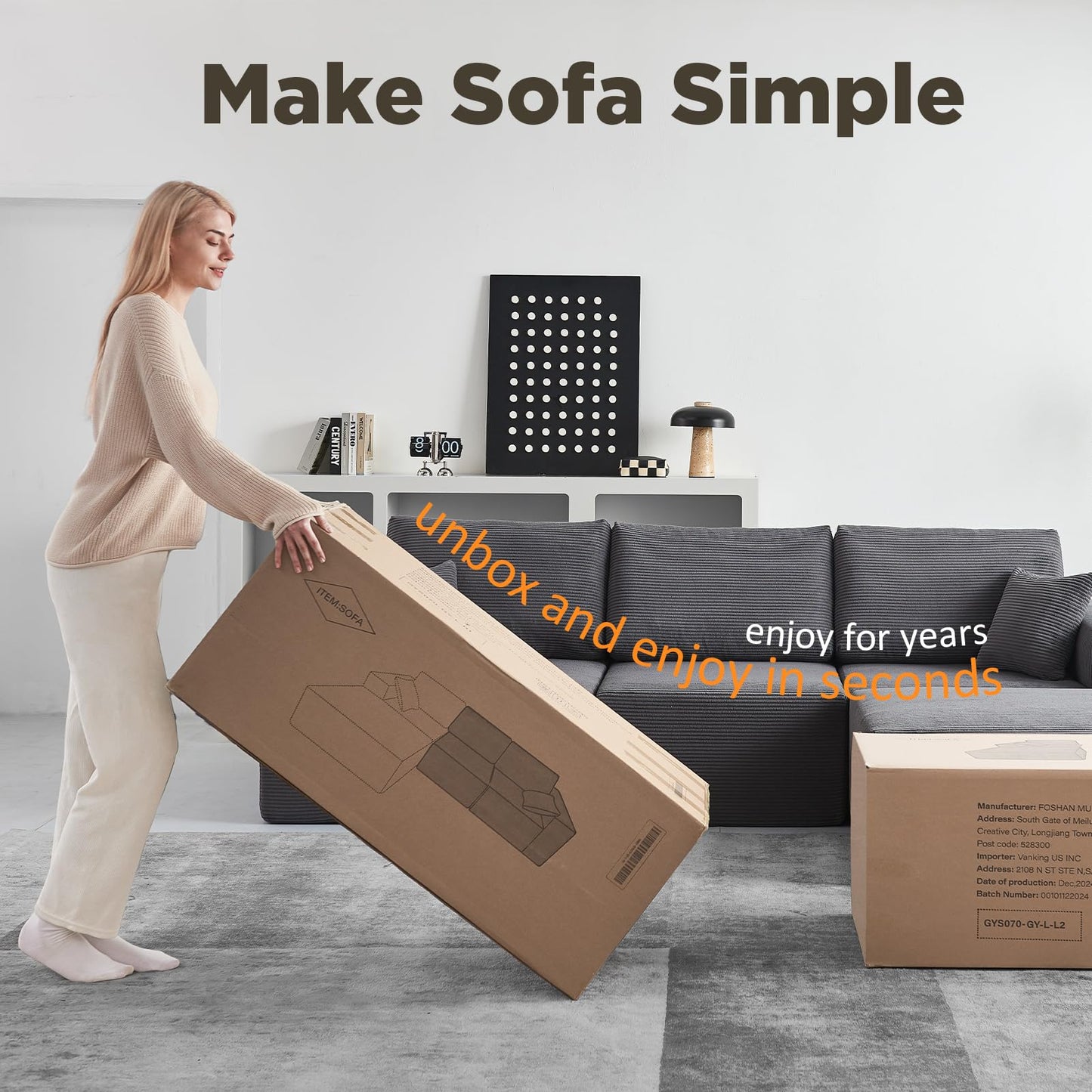 INGEROOM 108" Sectional Sofa – Dark Gray