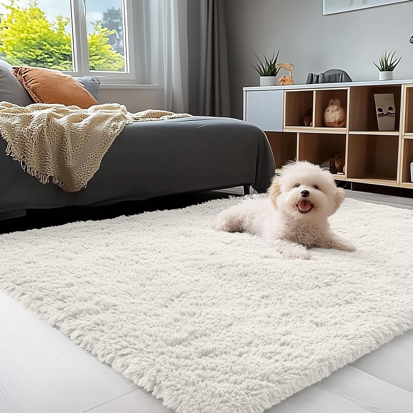 OLANLY 4x5.9 Grey Shag Rug