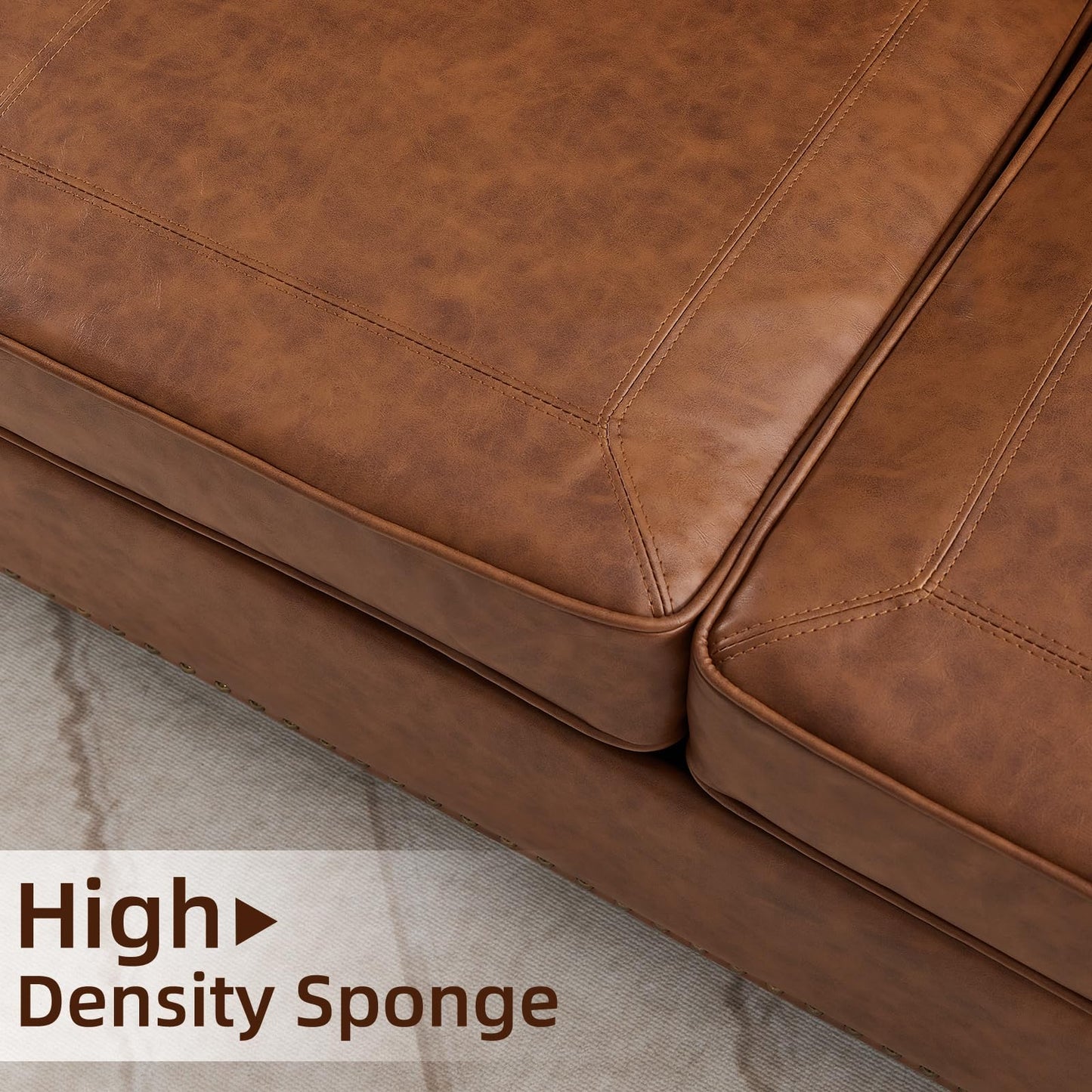 WILLOVE 79" Black Faux Leather Sofa