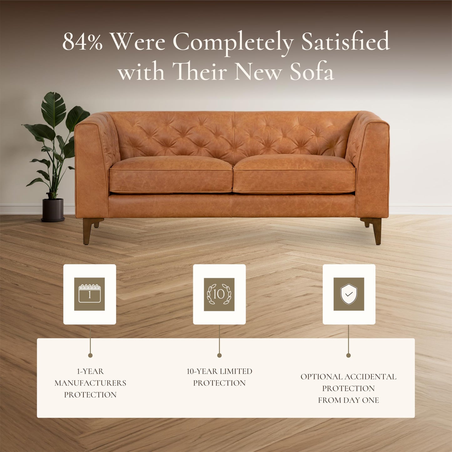 POLY & BARK 74" Leather Sofa – Cognac Tan