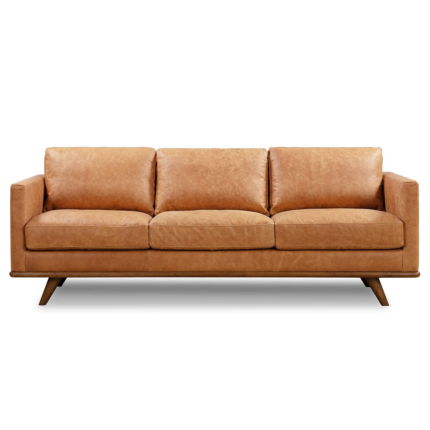 88" Girona Leather Sofa, Cognac Tan