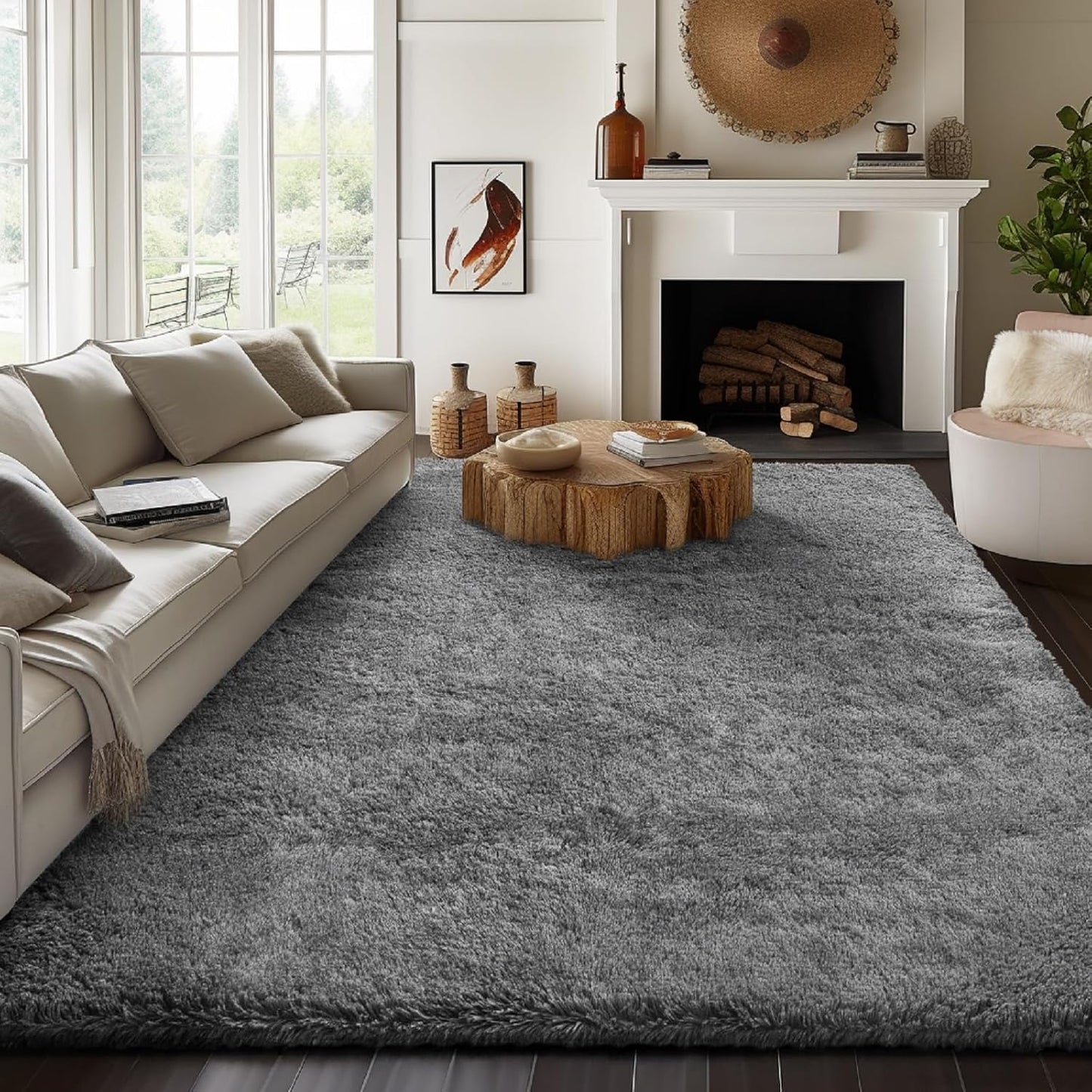 Ophanie 8x10 Grey Shag Area Rug