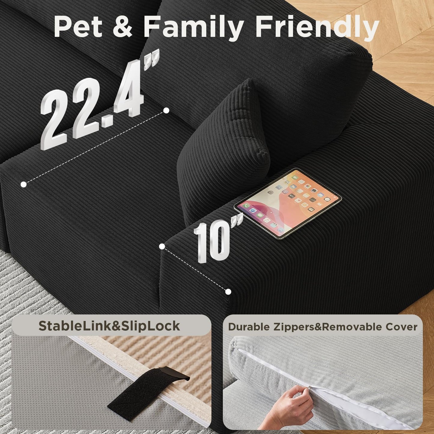 INGEROOM 108" Sectional Sofa – Dark Gray