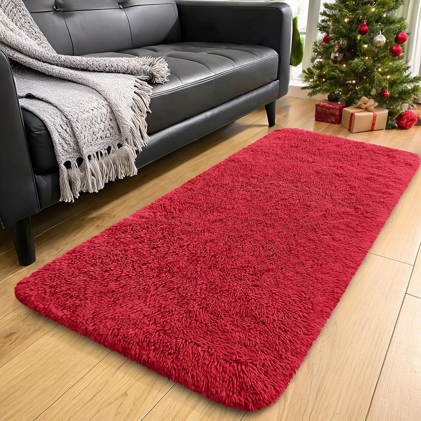 OLANLY 4x5.9 Grey Shag Rug