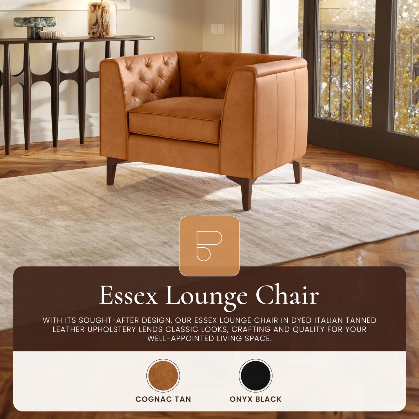 POLY & BARK 74" Leather Sofa – Cognac Tan