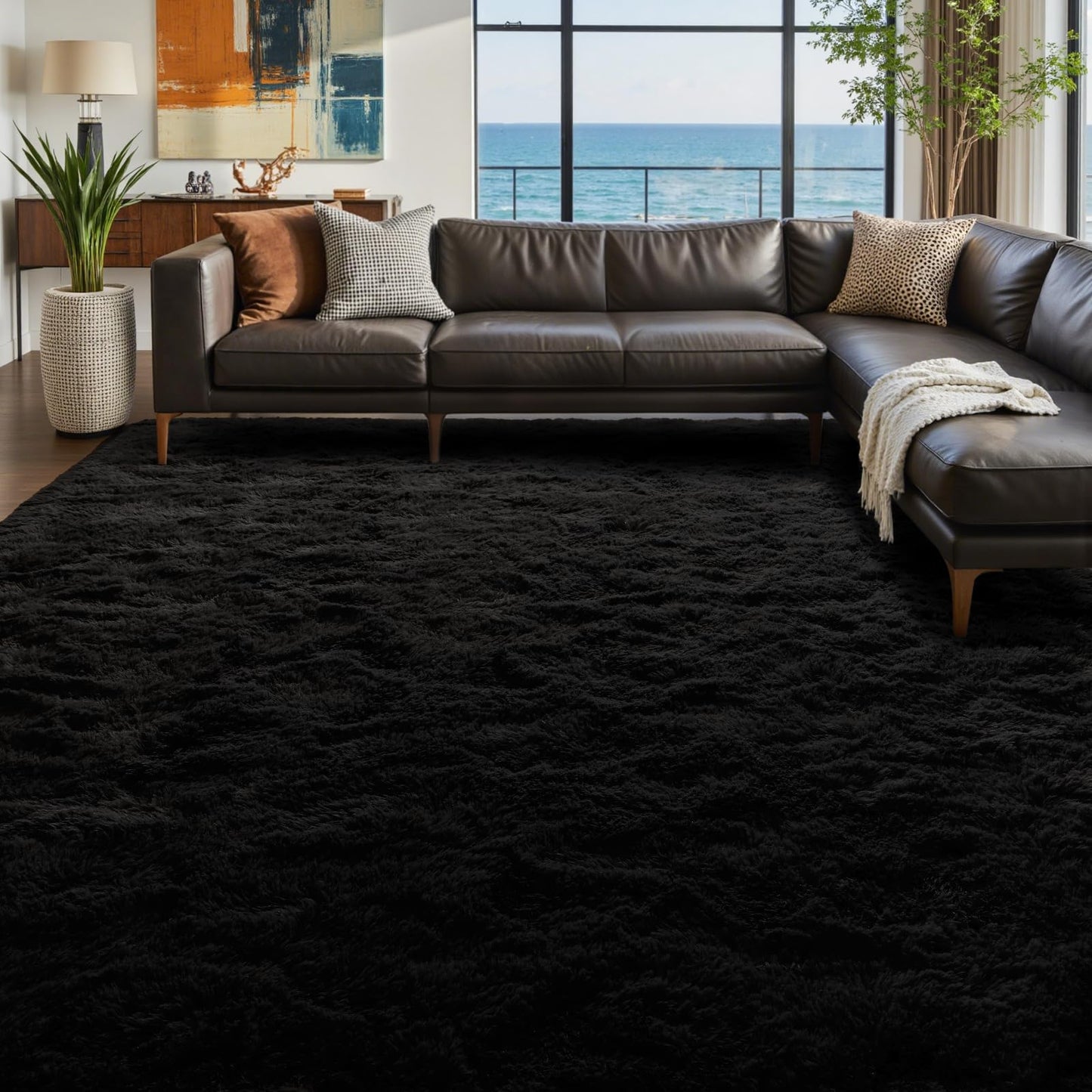 6x9 Ft Dark Grey Shag Area Rug