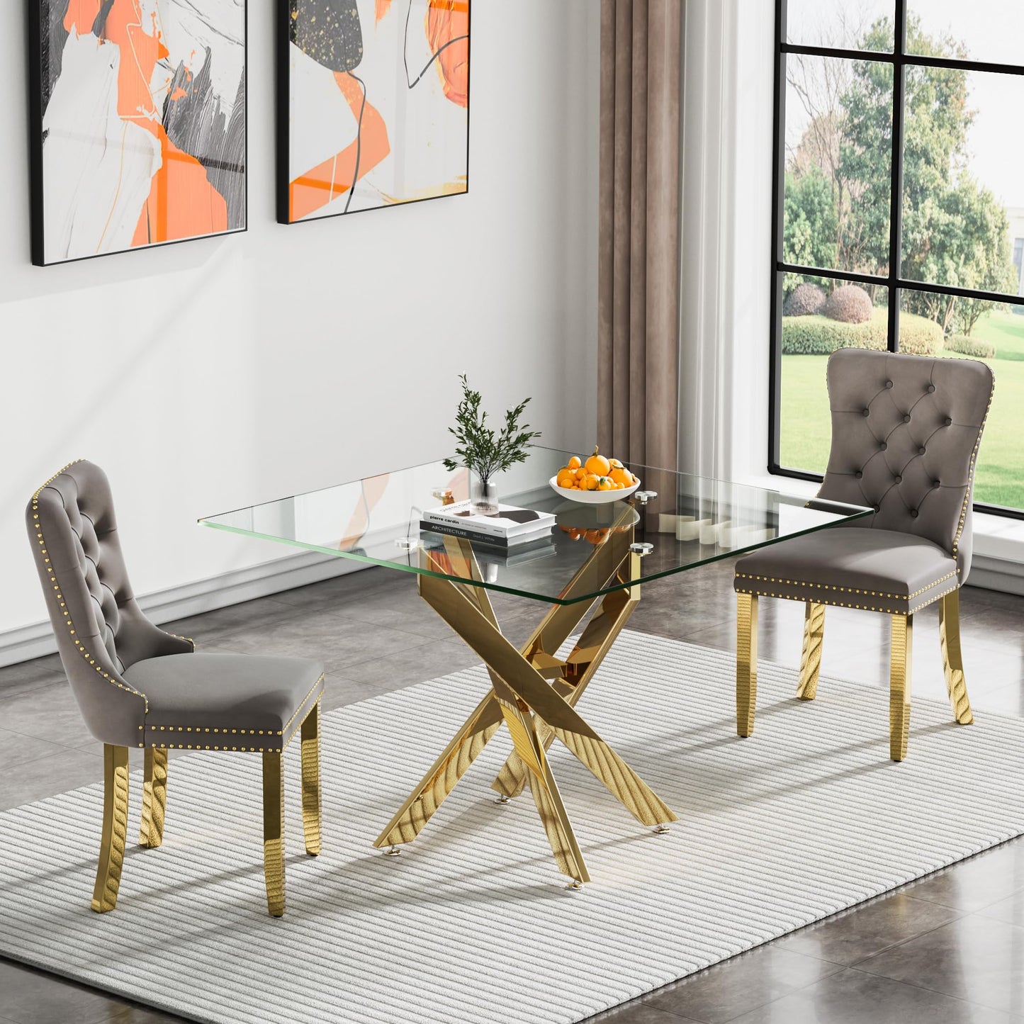 36" Silver Glass Dining Set – 5 Pieces