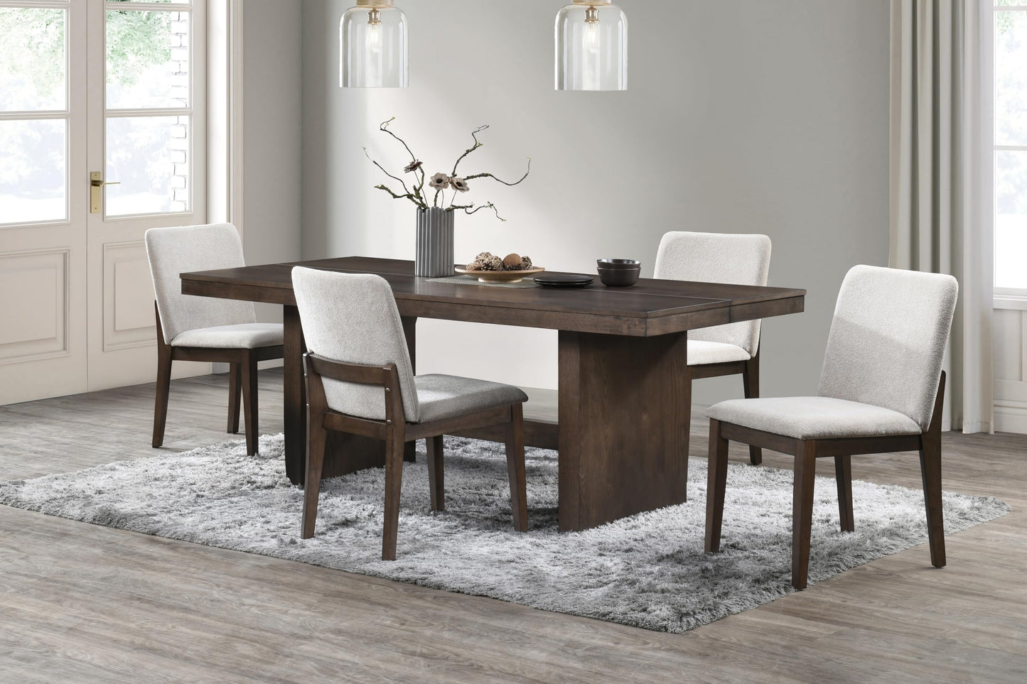 Kody 5-Piece Wood Dining Set – Beige Chairs