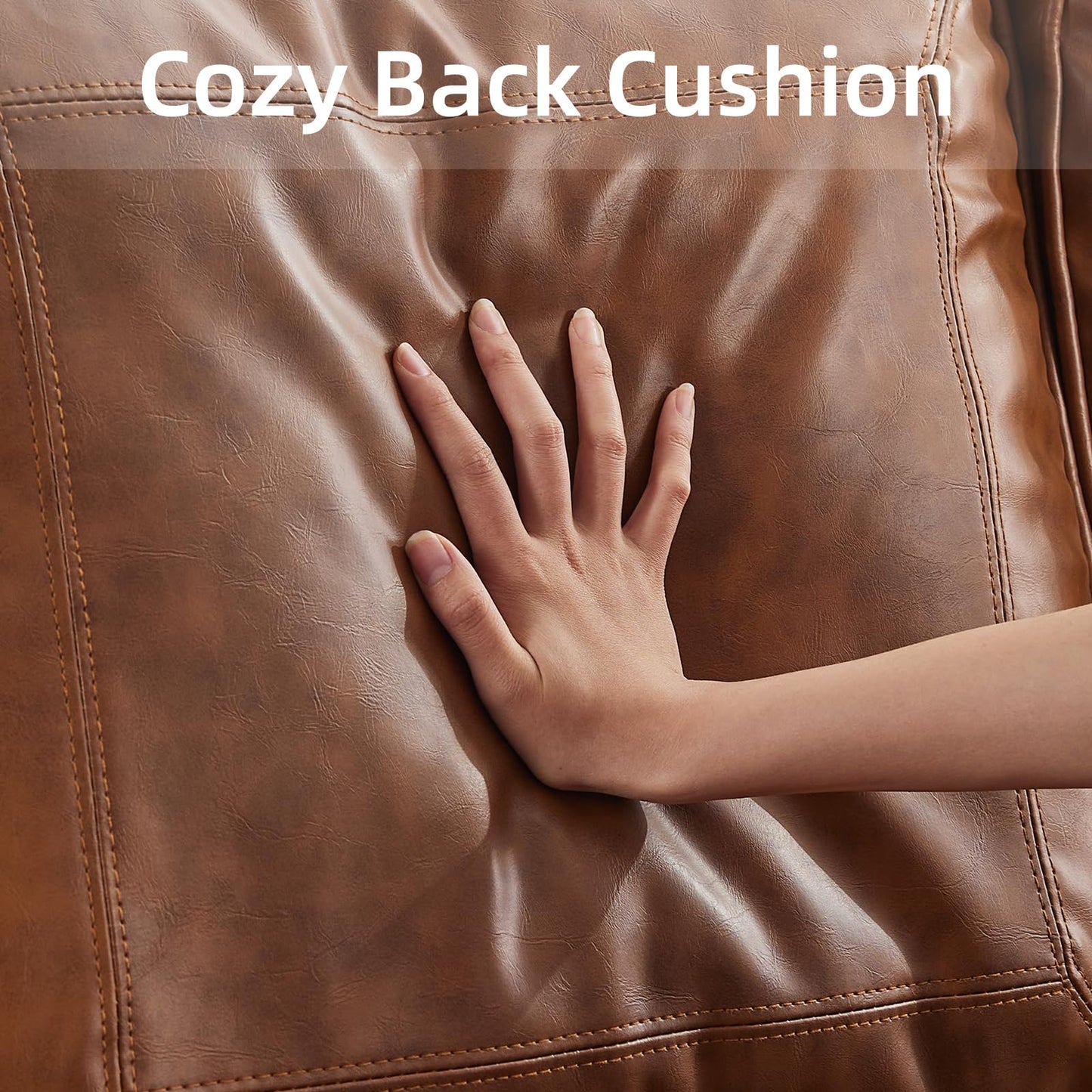 WILLOVE 79" Black Faux Leather Sofa