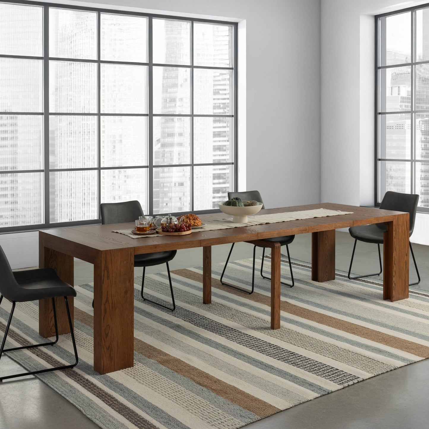 White Extendable Dining Table & Bench