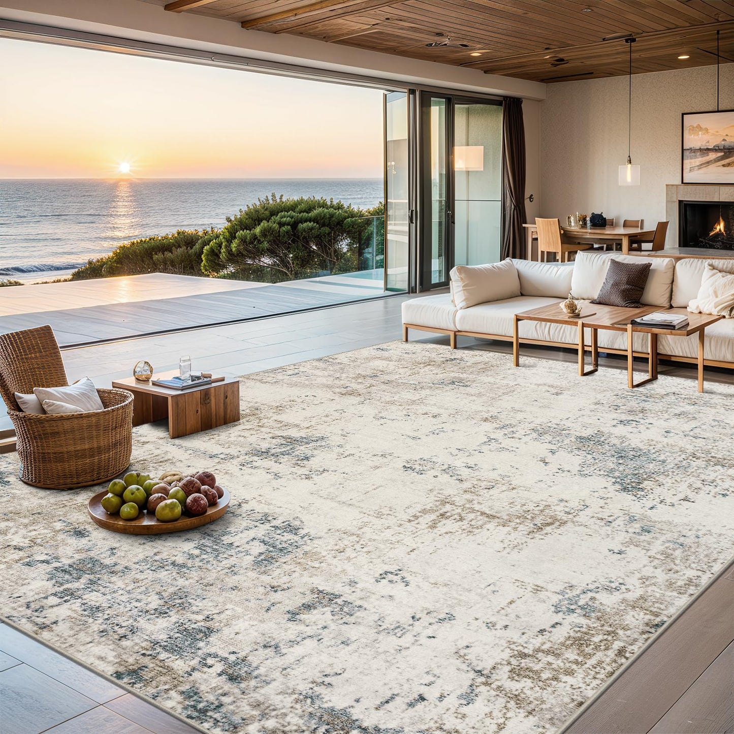 8x10 Ft Grey Abstract Area Rug