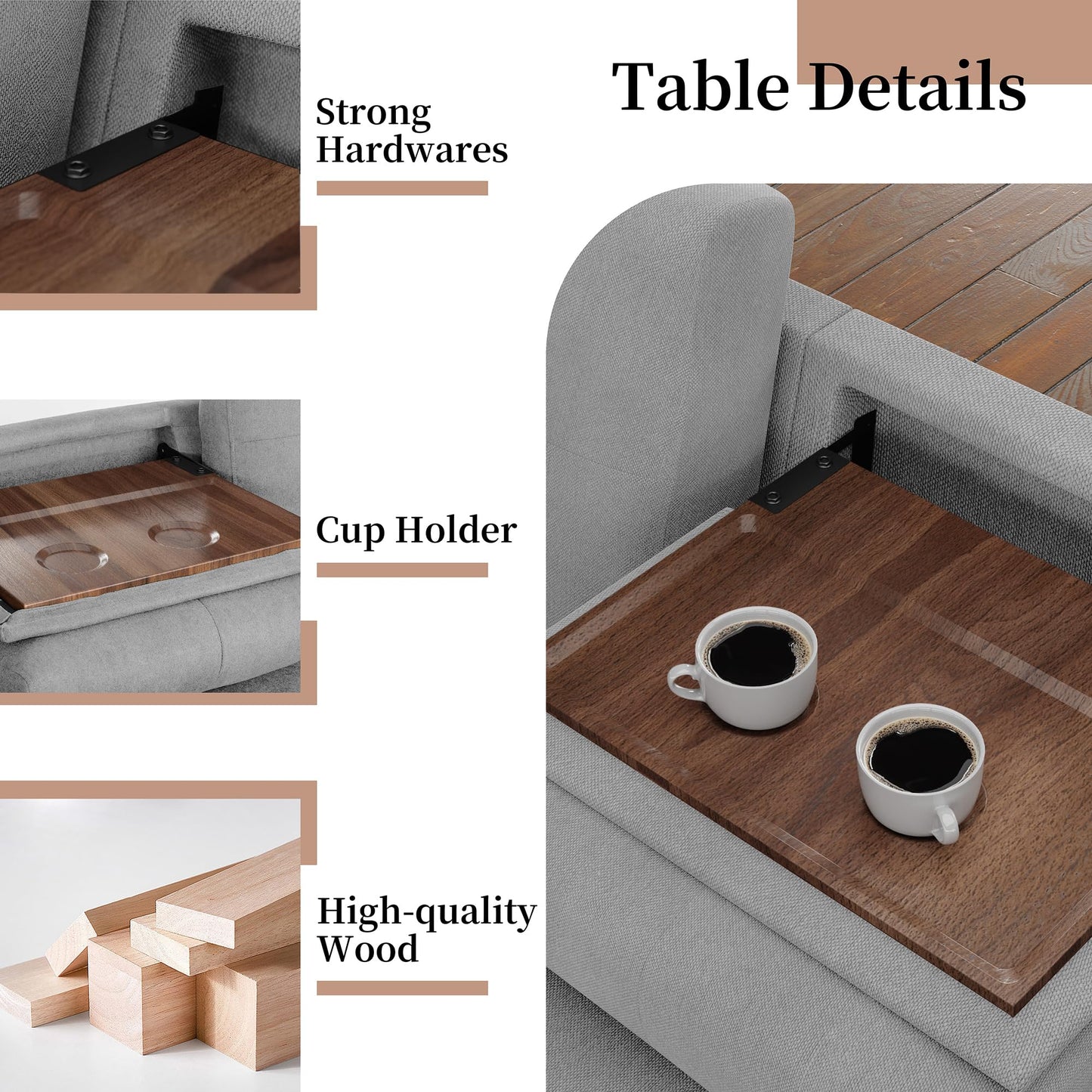 JAMFLY 4-Seat Sectional Sofa – Dark Gray