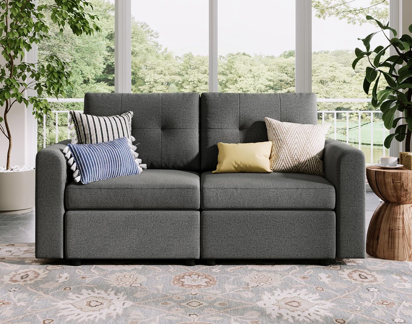 LINSY HOME Modular Sectional Sofa – Dark Gray