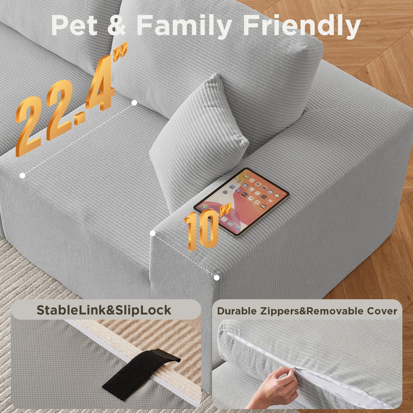 INGEROOM 108" Sectional Sofa – Dark Gray