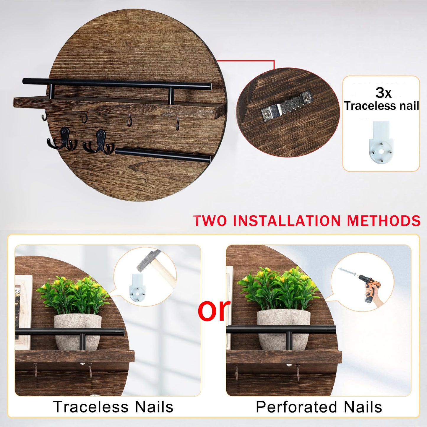 Wall Key & Mail Holder – Rustic