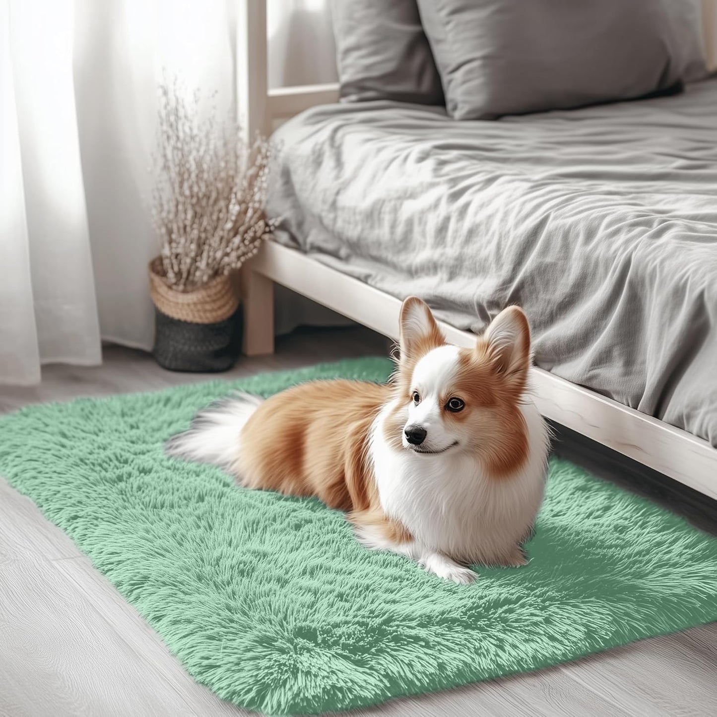 OLANLY 4x5.9 Grey Shag Rug