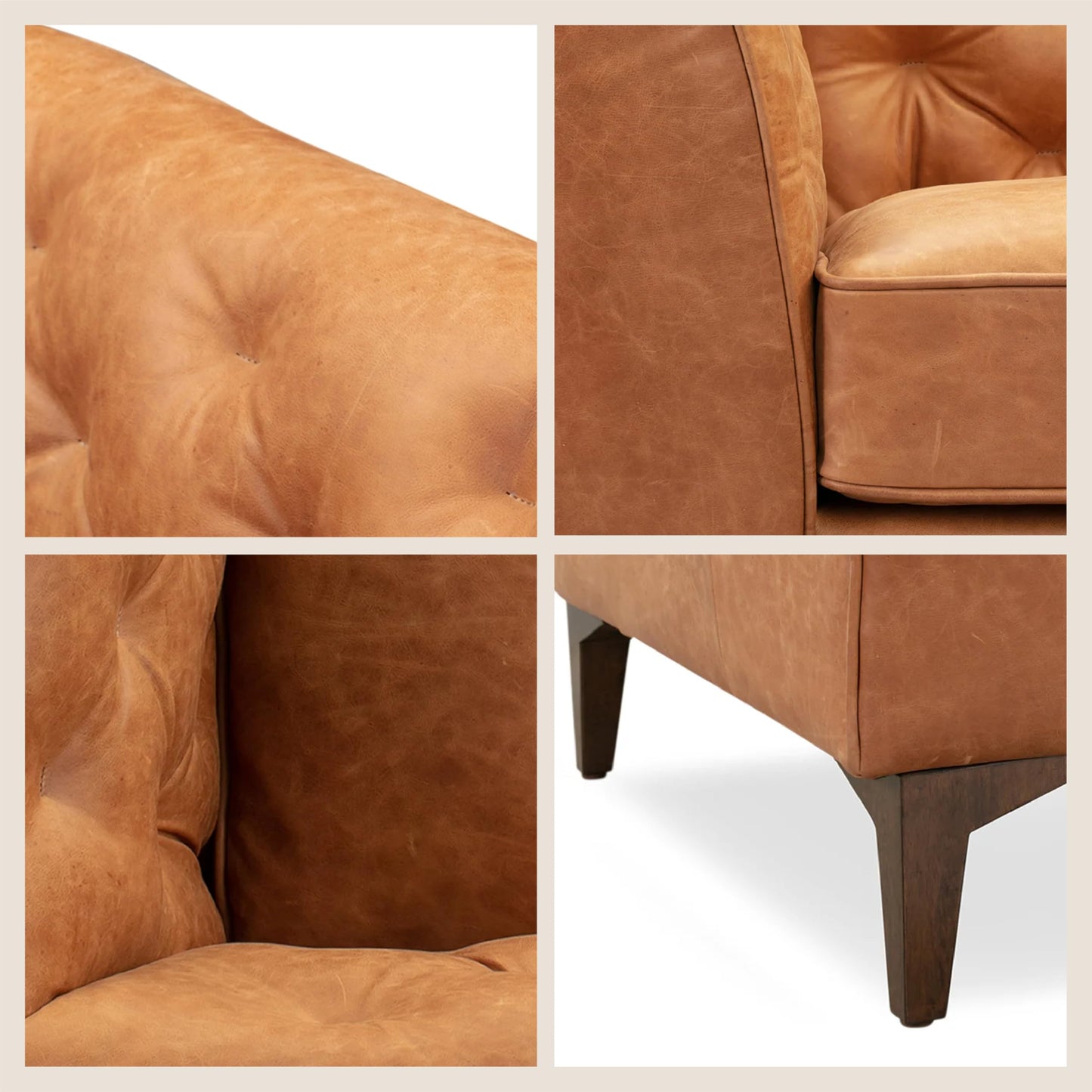 POLY & BARK 74" Leather Sofa – Cognac Tan