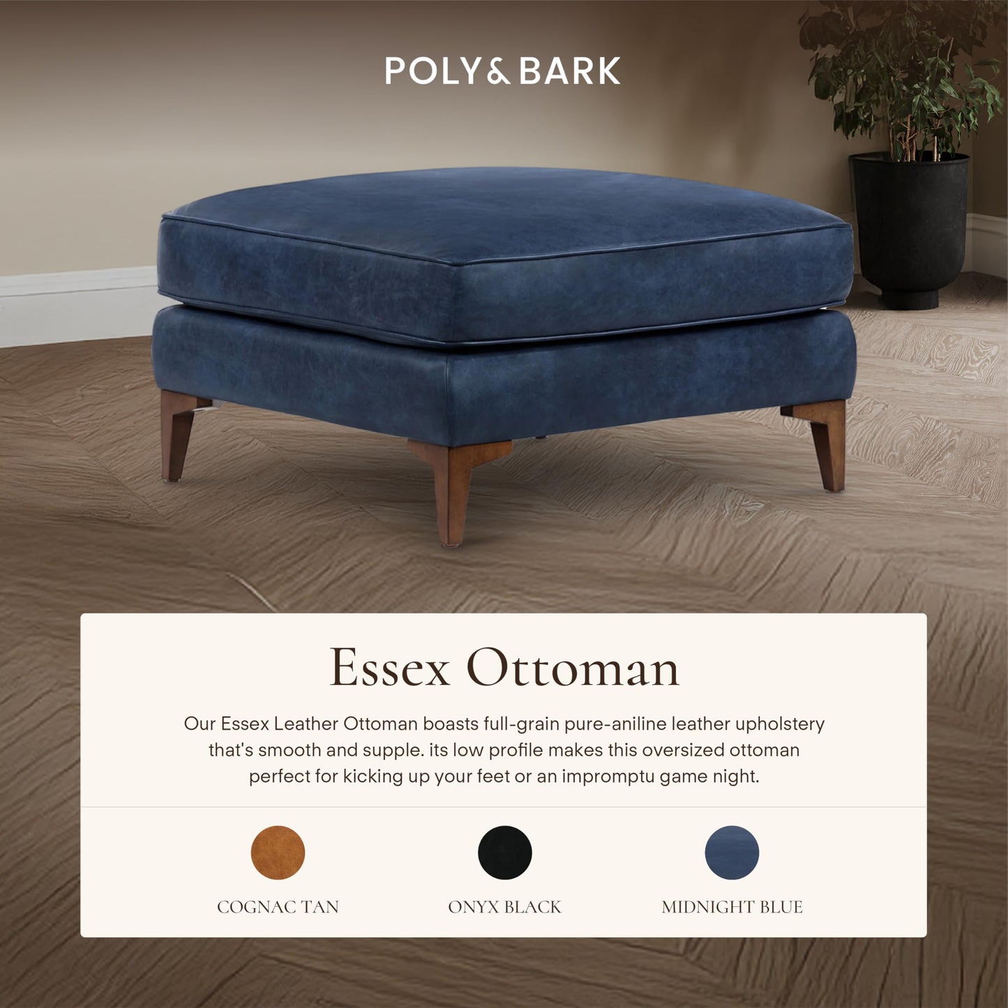 POLY & BARK 74" Leather Sofa – Cognac Tan