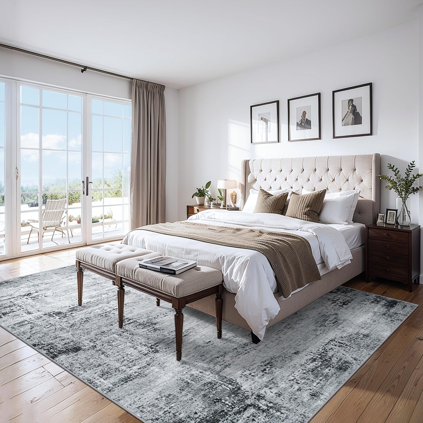 8x10 Ft Grey Abstract Area Rug