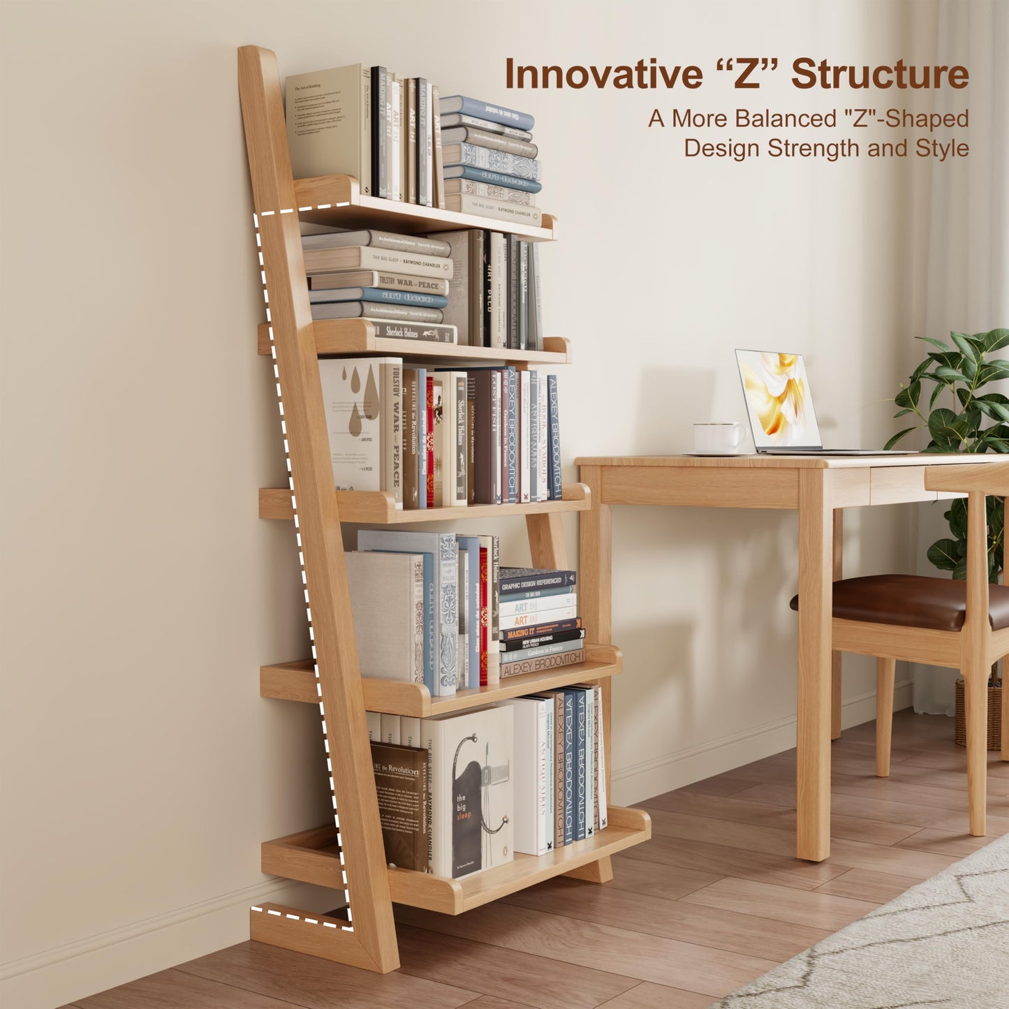 White 5-Tier Wooden Ladder Shelf