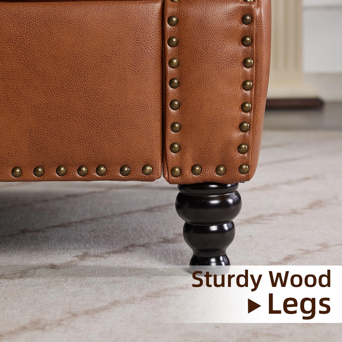 WILLOVE 79" Black Faux Leather Sofa