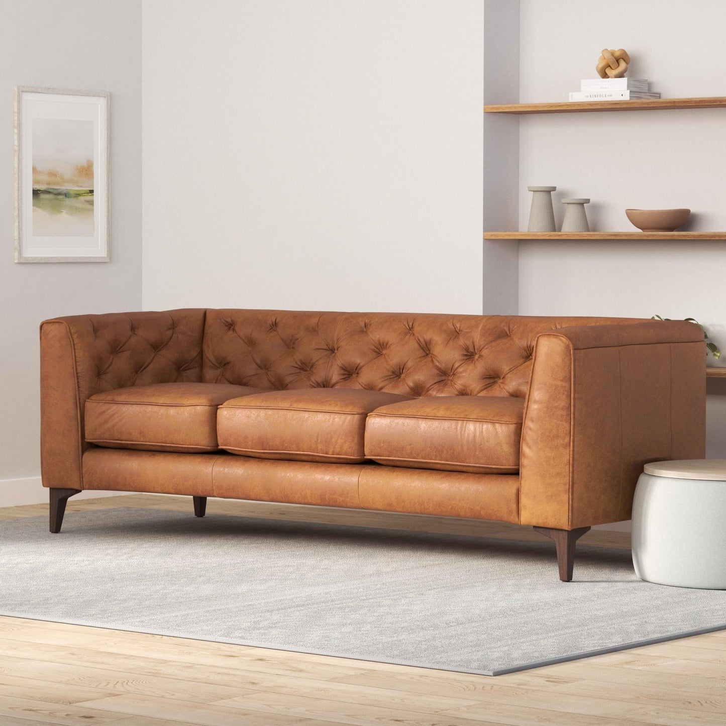 POLY & BARK 74" Leather Sofa – Cognac Tan
