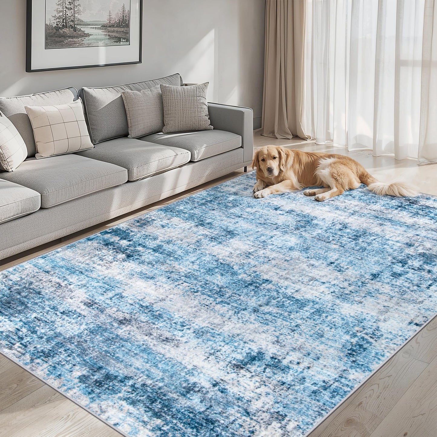 8x10 Ft Grey Abstract Area Rug