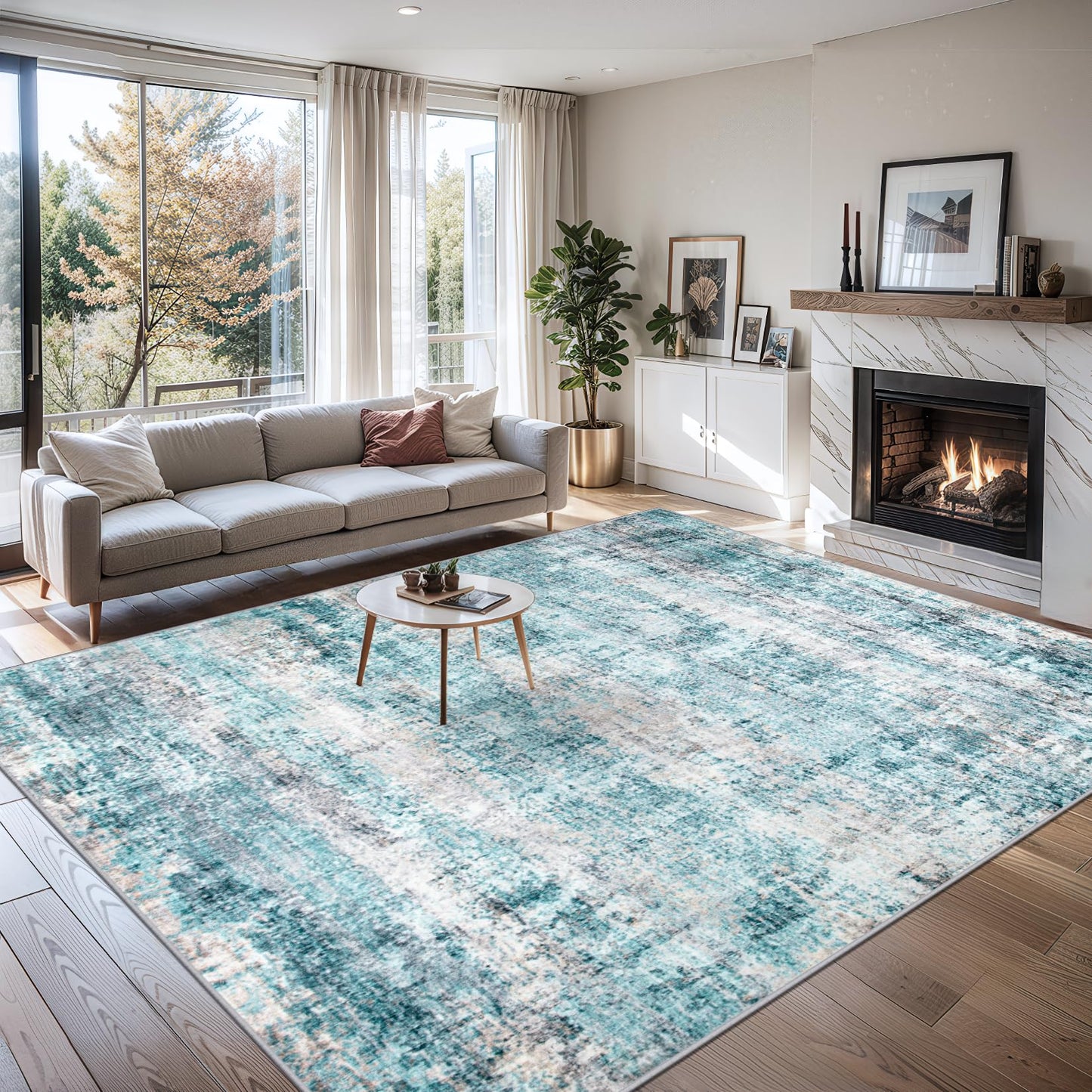 8x10 Ft Grey Abstract Area Rug