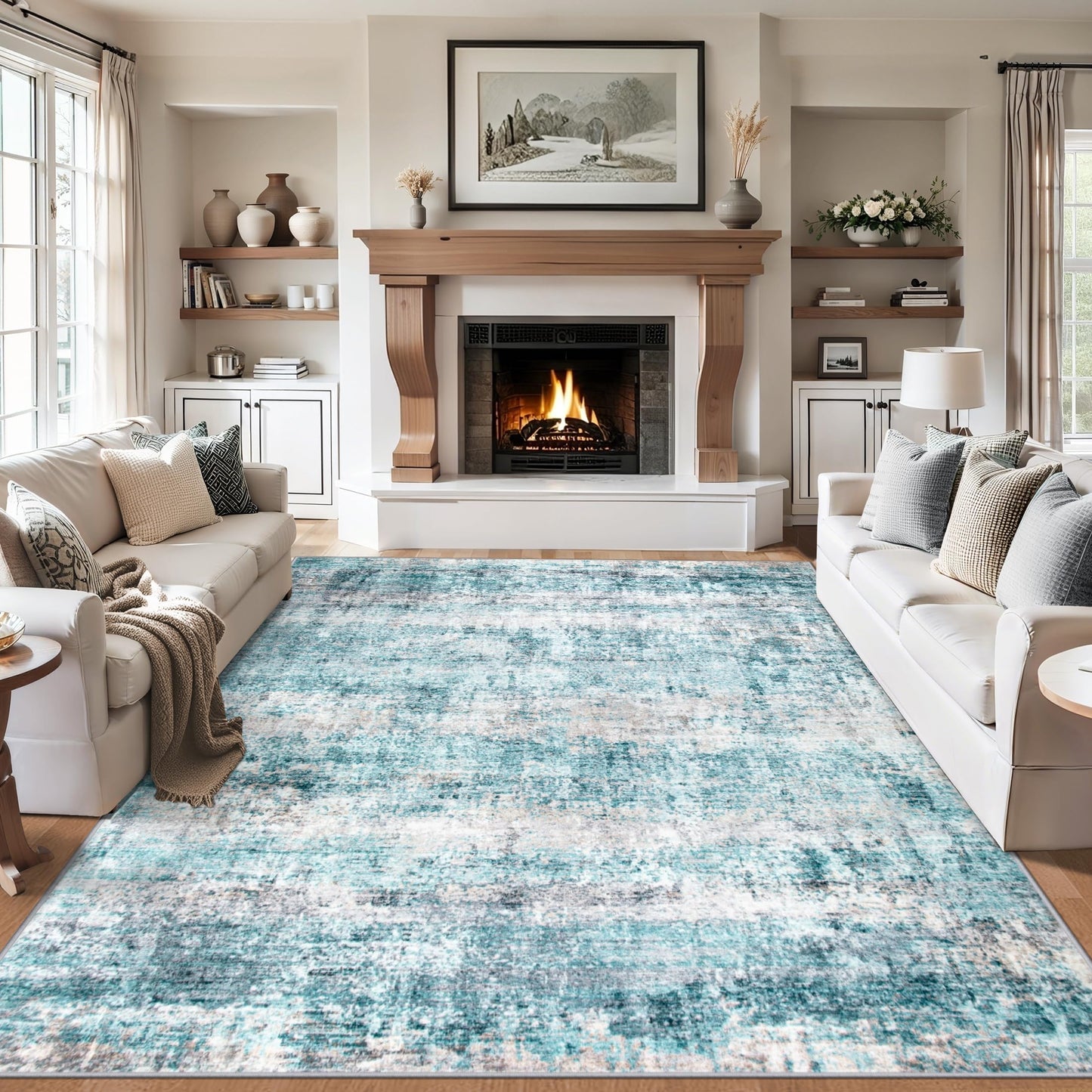 8x10 Ft Grey Abstract Area Rug