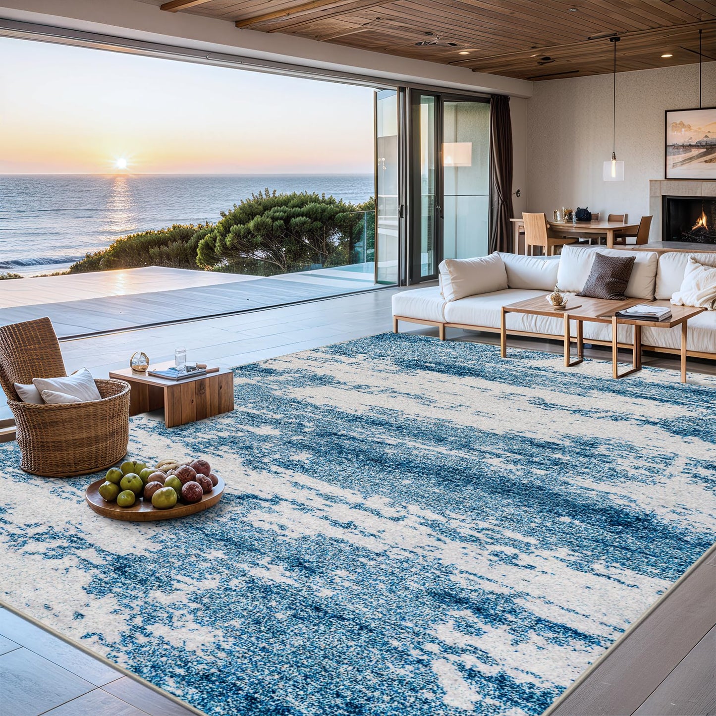 8x10 Ft Grey Abstract Area Rug