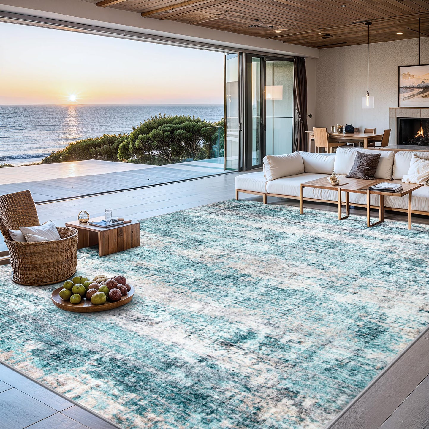 8x10 Ft Grey Abstract Area Rug