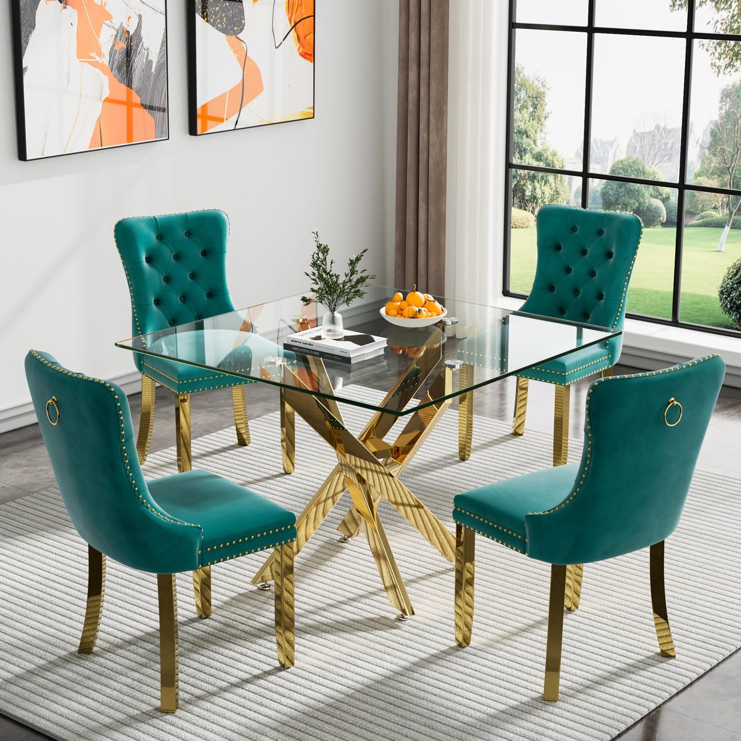 36" Silver Glass Dining Set – 5 Pieces