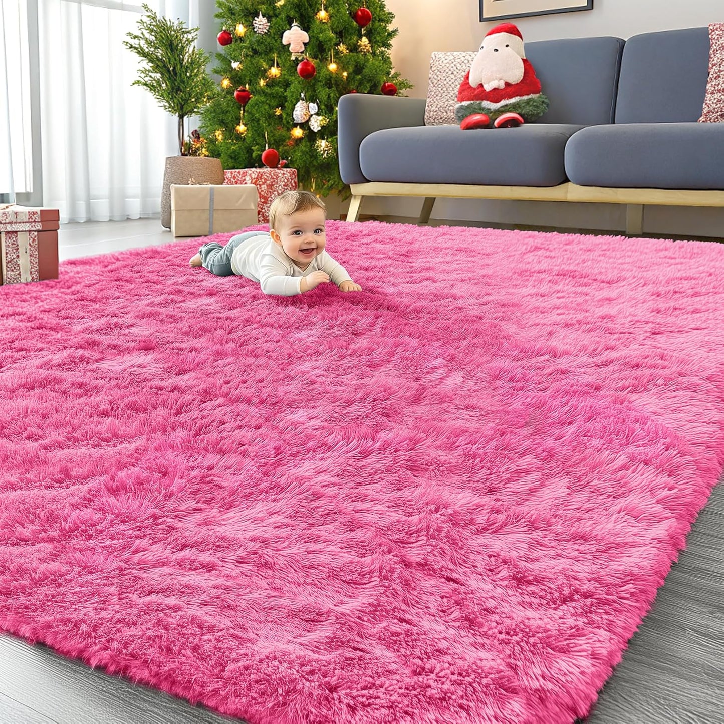 OLANLY 4x5.9 Grey Shag Rug